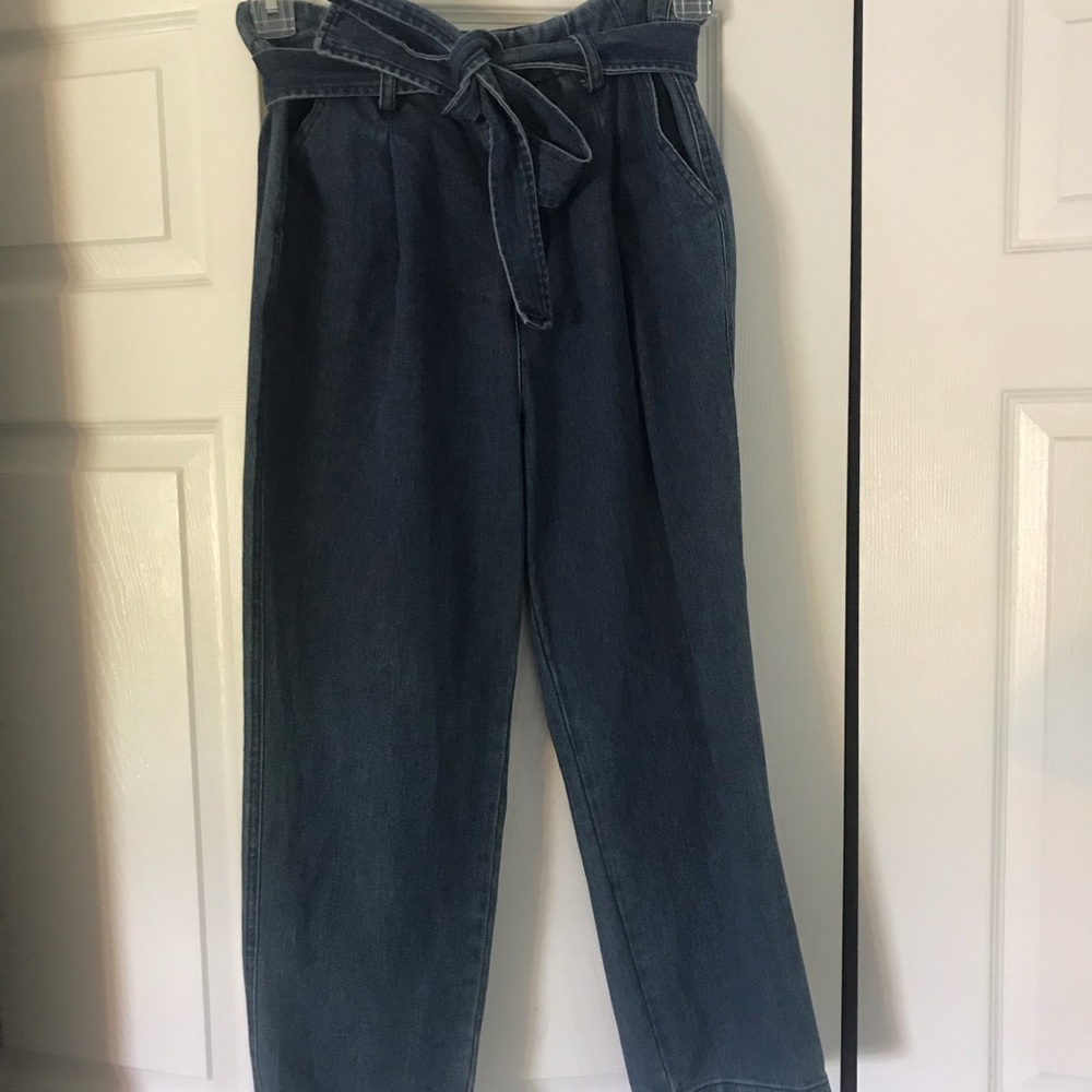 High rise denim tie jeans